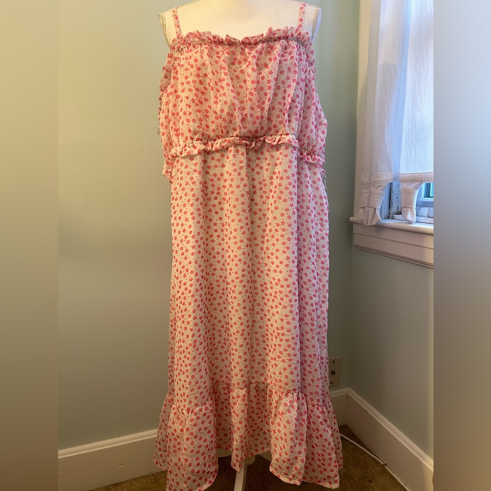 Feathers Pink and White Sleeveless Summer Dress